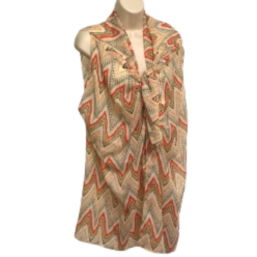 ACCENTS by LAVELLO Convertible Chiffon Vest Scarf Cover Up Aztec One Size